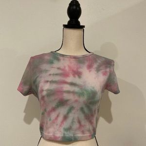 Pink and Green Tie Dye Crop Top